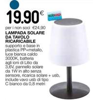 Offerta per Lampada Solare Da Tavolo Ricaricabile a 19,9€ in Ipercoop