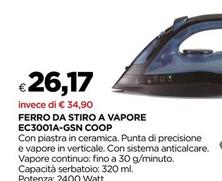 Offerta per Coop - Ferro Da Stiro A Vapore EC3001A-GSN a 26,17€ in Coop