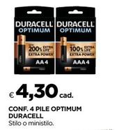 Offerta per Duracell - Conf. 4 Pile Optimum a 4,3€ in Coop
