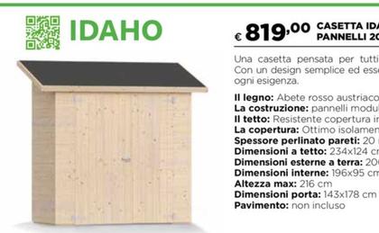 Offerta per Toscana Garden - Casetta Idaho Pannell 20 Mm Porta Doppia a 819€ in Coop