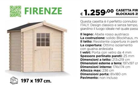 Offerta per Toscana Garden - Casetta Firenze Blockaus 25 Mm Porta Singola a 1259€ in Coop
