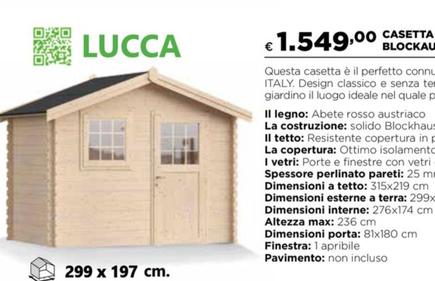 Offerta per Toscana Garden - Casetta Lucca Blockaus 25 Mm Porta Singola a 1549€ in Coop