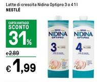 Offerta per Nestlè - Latte Di Crescita Nidina Optipro 3 O 4 a 1,99€ in Iper La grande i