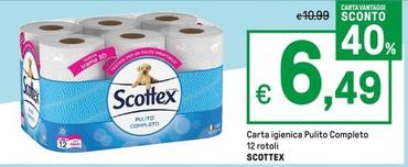 Offerta per Scottex - Carta Igienica Pulito Completo 12 Rotoli a 6,49€ in Iper La grande i
