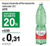 Offerta per Lete - Acqua Minerale Effervescente Naturale a 0,31€ in Iper La grande i