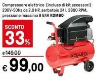 Offerta per Kombo - Compressore Elettrico 230V-50HZ Da 2.0 Hp/Serbatoio 241/2800 Rpm/Pressione Massima 8 Bar a 99€ in Iper La grande i