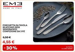 Offerta per Eme - Forchetta Da Tavola In Acciaio Inox Serigrafato a 4,55€ in Max Factory