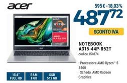 Offerta per Acer - Notebook A315-44P-R52T a 487,72€ in Sinergy
