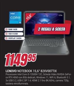 Offerta per Lenovo - Notebook 15,6" 82XV007TIX a 1149,95€ in Trony