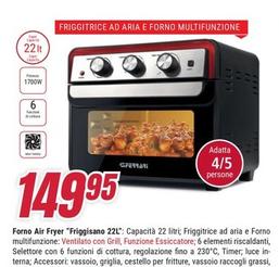 Offerta per G3 Ferrari - Forno Air Fryer "Friggisano 22L" Mod.:G10145 a 149,95€ in Trony