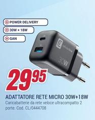 Offerta per Cellularline - Adattatore Rete Micro 30W+18W a 29,95€ in Trony