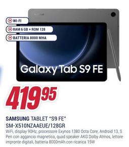 Offerta per Samsung - Tablet "S9 FE" SM-X510NZAAEUE/128GR  a 419,95€ in Trony