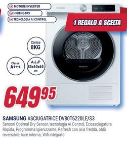 Offerta per Samsung - Asciugatrice DV80T6220LE/S3 a 649,95€ in Trony
