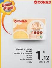 Offerta per Conad - Lasagne All'Uovo Sfoglia Sottile a 1,12€ in Spazio Conad