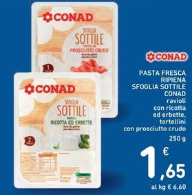 Offerta per Conad - Pasta Fresca Ripiena Sfoglia Sottile Ravioli Con Ricotta Ed Erbette a 1,65€ in Spazio Conad