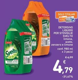 Offerta per Svelto - Detersivo Liquido Per Stoviglie a 4,79€ in Spazio Conad