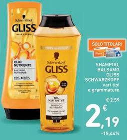 Offerta per Schwarzkopf - Shampoo, Balsamo Gliss a 2,19€ in Spazio Conad
