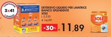 Offerta per Sole - Detersivo Liquido Per Lavatrice Bianco Splendente a 11,89€ in Bennet