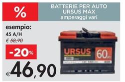 Offerta per Batterie Per Auto Ursus Max 45 A/H a 46,9€ in Bennet