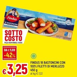 Offerta per Findus - 18 Bastoncini Con 100% Filetti Di Merluzzo a 3,25€ in Famila