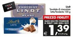 Offerta per Lindt - Tavolette Di Cioccolato Latte a 1,39€ in Decò