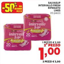 Offerta per Lines - Salvaslip Intervallo Fresh Ripiegato a 2€ in Pam