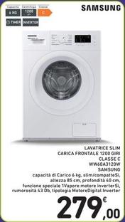 Offerta per Samsung - Lavatrice Slim Carica Frontale 1200 Giri Classe C WW60A3120W a 279€ in Spazio Conad