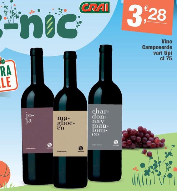 Offerta per Crai - Vino Campoverde a 3,28€ in Crai