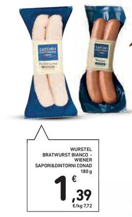 Offerta per Conad Wurstel Bratwurst Bianco/Wiener Sapori&Dintorni a 1,39€ in Conad Superstore