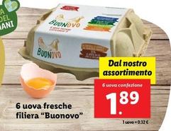 Offerta per 6 Uova Fresche Filiera "Buonovo" a 1,89€ in Lidl