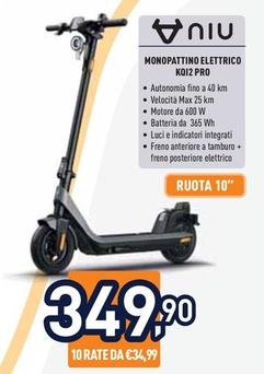 Offerta per Niu - Monopattino Elettrico KQ12 Pro a 349,9€ in Unieuro