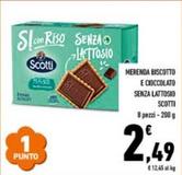 Offerta per Scotti - Merenda Biscotto E Cioccolato Senza Lattosio a 2,49€ in Conad
