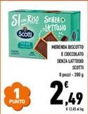 Offerta per Scotti - Merenda Biscotto E Cioccolato Senza Lattosio a 2,49€ in Conad City