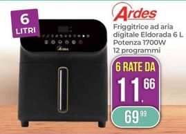 Offerta per Ardes - Friggitrice Ad Aria Digitale Eldorada 6 L Potenza 1700w 12 Programmi a 69,99€ in Portobello