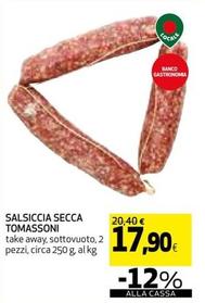 Offerta per Tomasoni - Salsiccia Secca a 17,9€ in Coop