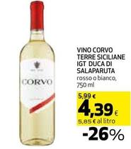 Offerta per Duca Di Salaparuta - Vino Corvo Terre Siciliane IGT a 4,39€ in Coop