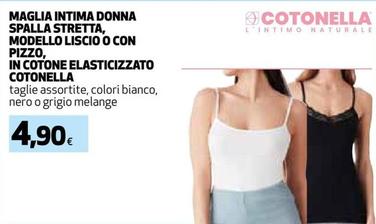 Offerta per Cotonella - Maglia Intima Donna Spalla Stretta, Modello Liscio O Con Pizzo, In Cotone Elasticizzato a 4,9€ in Coop