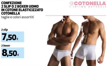 Offerta per  Cotonella - Confezione 2 Slip O 2 Boxer Uomo In Cotone Elasticizzato a 7,5€ in Coop