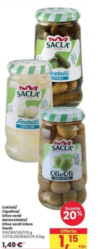 Offerta per Saclà - Cetrioli/Cipolline/Olive Verdi Denocciolate/Olive Verdi Intere a 1,15€ in Interspar