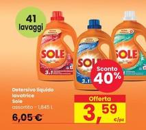 Offerta per Sole - Detersivo Liquido Lavatrice a 3,59€ in Interspar