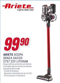 Offerta per Ariete - Scopa Senza Sacco 2757 22V Lithium a 99,9€ in Trony
