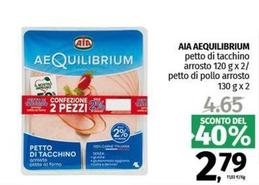 Offerta per Aia - Petto Di Tacchino Arrosto Aequilibrium a 2,79€ in Pam RetailPro