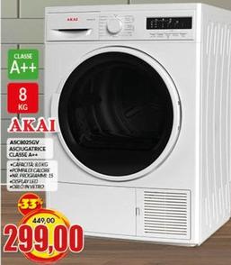 Offerta per Akai - ASC8025GV Asciugatrice Classe A++ a 299€ in Risparmio Casa
