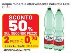 Offerta per Lete - Acqua Minerale Effervescente Naturale a 0,35€ in Coop
