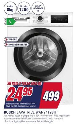 Offerta per Bosch - Lavatrice WAN24198IT a 499€ in Leonardelli