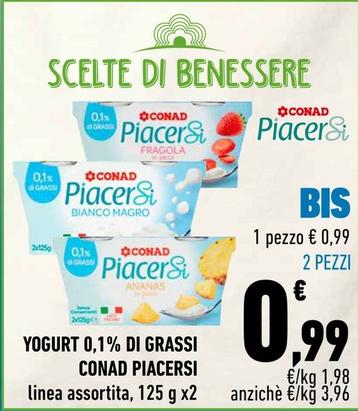 Offerta per  Conad - Yogurt 0,1% Di Grassi Piacersi  a 0,99€ in Conad City