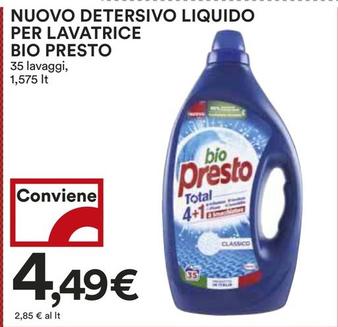 Offerta per Bio Presto - Nuovo Detersivo Liquido Per Lavatrice a 4,49€ in Coop