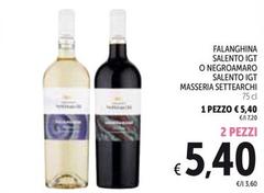 Offerta per Masseria Settearchi - Falanghina Salento IGT O Negroamaro Salento IGT a 5,4€ in Spazio Conad