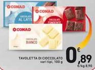 Offerta per Conad - Tavoletta Di Cioccolato a 0,89€ in Spazio Conad