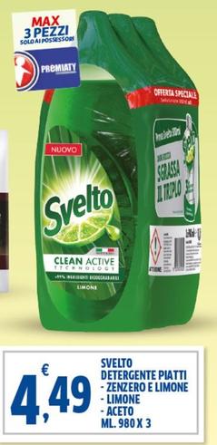 Offerta per Svelto - Detergente Piatti Zenzero E Limone/Limone/Aceto a 4,49€ in Sigma